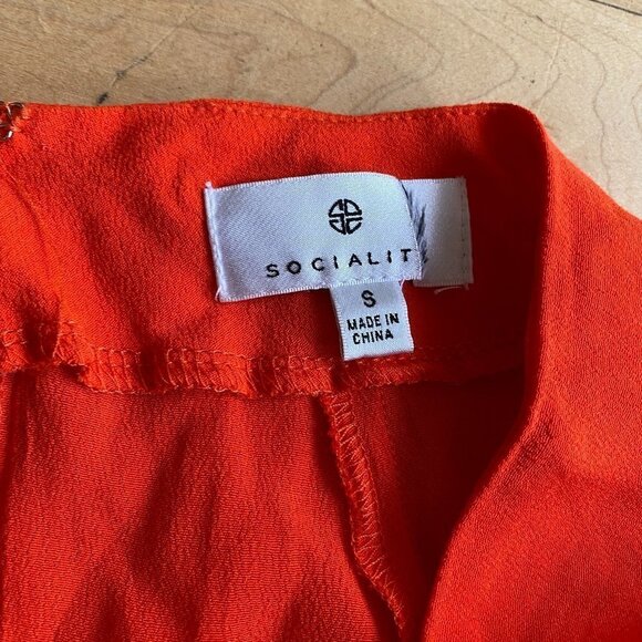 𝅺SOCIALITE BNWOT Orange Front Side Slit Midi Skirt Sz Small - Picture 5 of 7